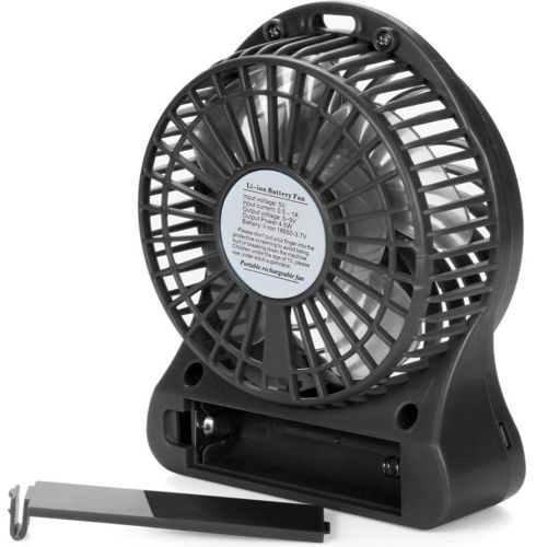 Настільний міні вентилятор Mini Fan XSFS - 01 USB з акумулятором 4.5 W Black, портативний охолоджувач повітря на підставці з Led ліхтариком Чорний