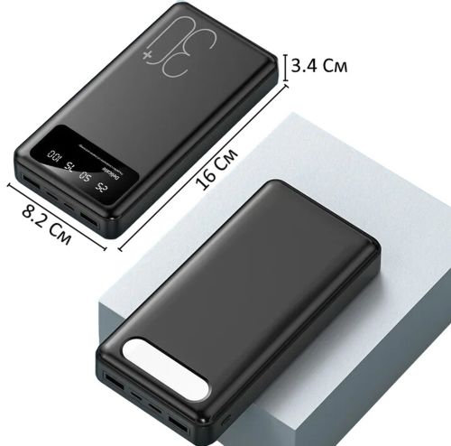 Зарядний пристрій УМБ Power Bank 30000 mAh Martec Delicate 2xUSB з ліхтариком, Портативна батарея повербанк зовнішній акумулятор зарядка для телефону
