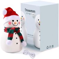 Детский настольный ночник Снеговик Snowman силиконовый светодиодный RGB светильник, беспроводная новогодняя LED лампа 7 режимов на аккумуляторе USB