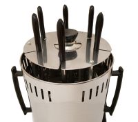 Вертикальна електрична шашличниця Domotec MS-7782 1000W на 6 шампурів, Настільна Електрошашличниця для дому зі знімним піддоном Срібляста