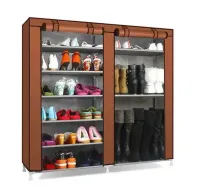 Тканинна шафа для взуття Shoe Cabinet YQF-2266 на 6 полиць, Подвійна складна тканинна полиця, пилозахищений каркасний для зберігання K66, 2712 MG-222