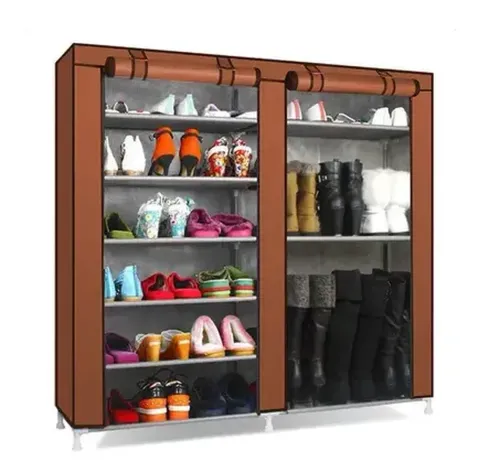 Тканинна шафа для взуття Shoe Cabinet YQF-2266 на 6 полиць, Подвійна складна тканинна полиця, пилозахищений каркасний для зберігання K66, 2712 MG-222