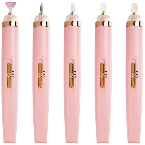 Фрезер для манікюру і педикюру Flawless Salon Nails бездротовий апарат для зняття гель-лаку з нігтів, портативна машинка з насадками USB рожева