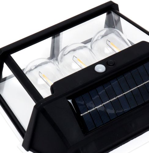 Вуличний настінний світильник Coba Solar Wall Lamp HW 999 - 3W акумуляторний підвісний ліхтар на сонячній батареї з датчиком руху 3 лампи 3 режими
