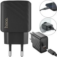 Мережевий зарядний пристрій зарядка Hoco CS22A PD30W на один порт Type-C USB-C, Адаптер живлення блок Хоко для швидкої зарядки телефону Чорний