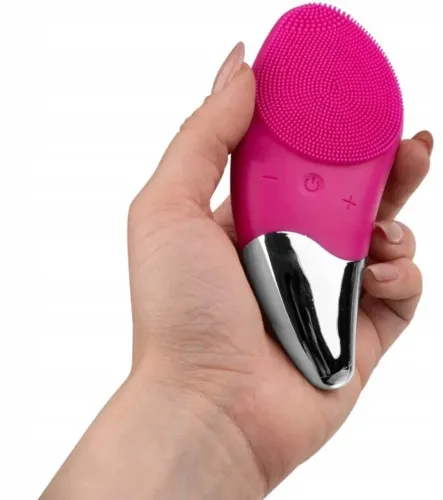 Электрическая силиконовая щетка массажер Sonic Facial Brush BR-020 для массажа лица, Щетка для чистки и умывания лица с вибрацией от USB Розовая