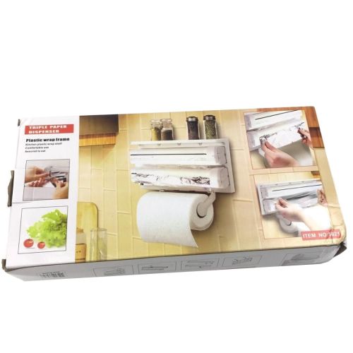Кухонний потрійний тримач Triple Paper Dispenser 3 в 1 для паперових рушників харчової плівки та фольги Диспенсер органайзер Kitchen Roll (MA-53-20)