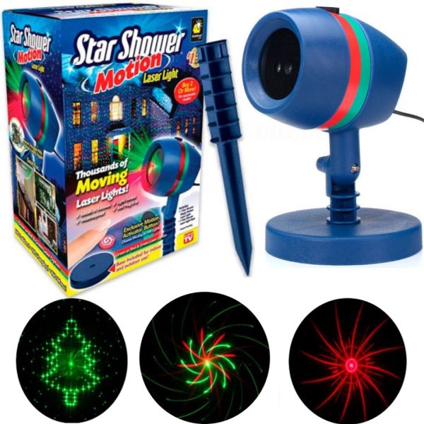 Кольоровий вуличний лазерний проектор Star Shower Motion Laser Light для прикраси будинку і вулиці, Новорічна Вулична лазерна підсвітка 12 програм