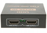 Двонаправлений комутатор розгалужувач відеосигналу Splitter 1x2 OEM HVS01 на 2 HDMI порту з підтримкою 4к, 2k, Активний спліттер 48512 Чорний