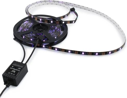 USB Bluetooth світлодіодна стрічка Rope-Lights RGB SMD5050 5 м IP65 з управлінням від телефону різнобарвна з контролером в силіконі Чорна SMD-5050