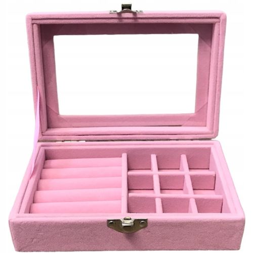 Компактна скринька органайзер Velvet Storage Box для зберігання прикрас, ювелірних виробів, Футляр рожева Пастила для біжутерії з замочком рожева