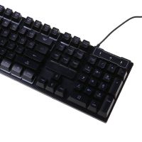 USB проводная геймерская компьютерная клавиатура Landslides KR-6300 с RGB Led подсветкой ATLANFA AT-6300, полноразмерная мембранная Черная