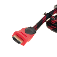 Посилений кабель Hdmi to Hdmi 3м 1080p в обмотці Кабель-подовжувач HDMI-HDMI 3M 3 m, 3 м для монітора і телевізора в обплетенні чорно червоний