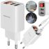 Сетевое зарядное устройство Borofone BA58A Mighty 2 USB 2.4A 12W адаптер питания на 2 порта с LED дисплеем, блок для зарядки телефона 12В Белый