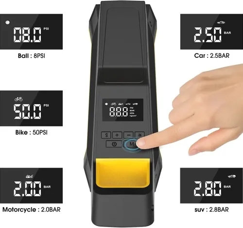 Автомобільний компресор CarSun Air Pump C1809 - 1 для підкачки шин 150 PSI від прикурювача 12V, Насос з цифровим дисплеєм і ліхтариком, Автокомпресор