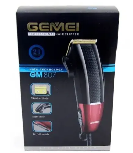 Професійна дротова машинка для стрижки волосся GEMEI GM-807 9W з 4 знімними насадками, чоловічий тример 4 насадки GM807 від мережі 9Вт Чорна