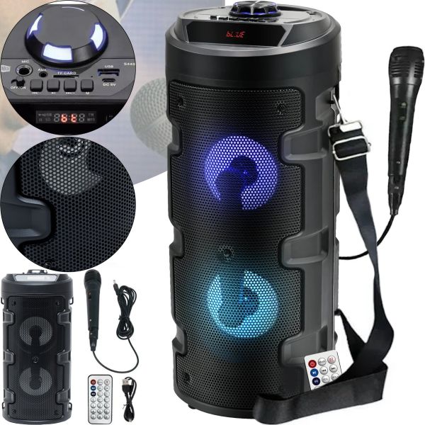 Бездротова Bluetooth колонка SoonBox S4405 10w з мікрофоном і RGB LED підсвічуванням, акумуляторна блютуз акустика USB AUX для Android IOS Чорна