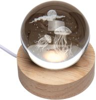 Кришталева куля-нічник Медузи 3D Creative Visualization Lamp світлодіодний LED нічник, прозорий Скляна куля світильник на акумуляторі від USB