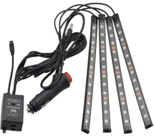 Автомобільна світлодіодна RGB Led підсвічування RL-415 з мікрофоном від прикурювача для салону авто, водонепроникна Bluetooth стрічка iPhone Android