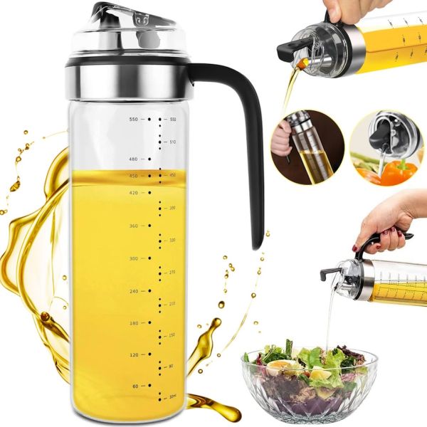 Дозатор для рослинної олії An Rui Oil Bottle YH-033 550 мл скляна пляшка для оцту, кухонний диспенсер для зберігання рідких продуктів