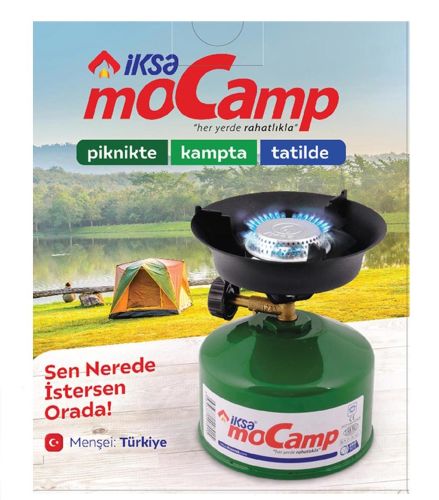 Похідна газовий пальник Iksa Mocamp 203 Green з п'єзопідпалом, Портативна міні плита для приготування їжі, балон для пікніка та кемпінгу Зелена