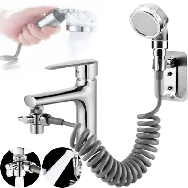 Душова насадка на кран Mix Shower Mini з гнучким шлангом і кріпленням на змішувач, Душовий комплект з адаптером аератором для підключення душа