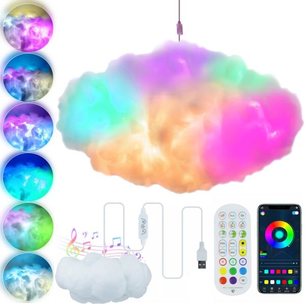 Світлодіодна 3D LED лампа Хмара Cloud Light OBL-211 підвісний нічник з RGB підсвічуванням, розумний світильник з управлінням від телефону і пульта 5W