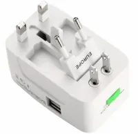 Універсальний мережевий перехідник штекер в розетку 1000 mA Universal adaptor SL-823 2USB, Адаптер для розетки EU UK US CA Japan з юсб для подорожей