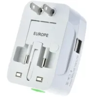Універсальний мережевий перехідник штекер в розетку 1000 mA Universal adaptor SL-823 2USB, Адаптер для розетки EU UK US CA Japan з юсб для подорожей