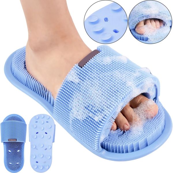 Силіконовий масажний ляпас Massage Slipper Tatboomu для масажу стоп ніг, тапочок 28.5х13.5 см з акупунктурним ефектом з силікону для душу Синій