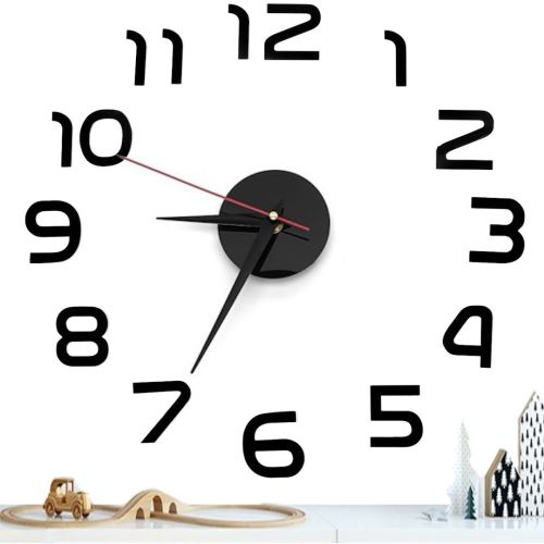 Настінні 3D годинник Diy Clock XZ123 Black Зроби сам від 60 до 90 см великі самоклеючі 3Д годинник об'ємні цифри на стіну для дому, офісу чорні