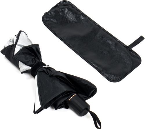 Автомобільна світловідбиваюча шторка парасолька Car Umbrellas сонцезахисний тент 120х70 см козирок на лобове скло для захисту від сонця в авто Чорний