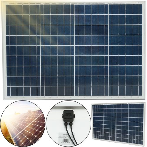 Універсальна полікристалічна сонячна панель Solar board Komaes 50W 18V 54x70x2. 5 см, Сонячна батарея KM(P)50 для зарядки від сонця Чорна