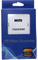 Конвертер перехідник VGA на HDMI Активний адаптер зі звуком і зовнішнім живленням VGA-HDMI аудіо вхід 3.5 mm Converter Mini 1080P