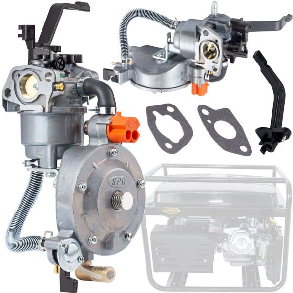 Газовий карбюратор для бензинового генератора Dual Fuel Carburetor 1.3-4 кВт з газовим редуктором і перемикачем на два види палива пропан-бутан