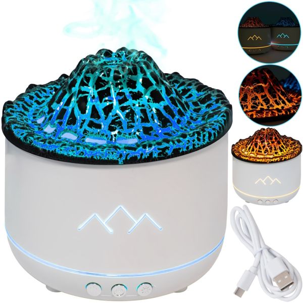Зволожувач повітря Вулкан Volcanic Aromatherapy Machin YT-19 360 мл настільний ультразвуковий аромадифузор, нічник з LED підсвічуванням від USB Білий