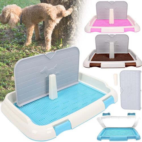 Лоток для собак зі стовпчиком і стінкою Dog Toilet UniZoo 47. 5x36 см двошаровий туалет з рамкою і сіткою під пелюшку для собак із захистом від бризок