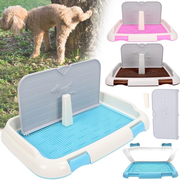 Лоток для собак зі стовпчиком і стінкою Dog Toilet UniZoo 47. 5x36 см двошаровий туалет з рамкою і сіткою під пелюшку для собак із захистом від бризок