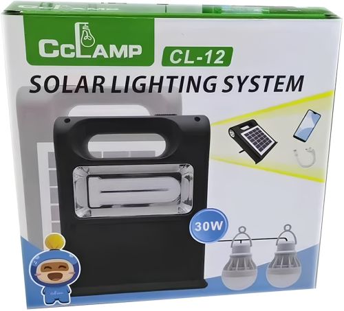 Портативна сонячна станція CcLamp CL - 12 30W акумуляторний світлодіодний LED ліхтар повербанк з 2 лампочками на сонячній батареї Power Bank
