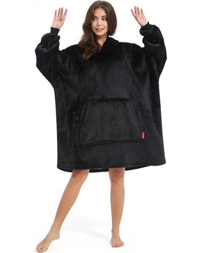 Толстовка-плед з капюшоном Huggle Hoodie Ultra Plush Blanket 2 в 1 унісекс оверсайз толстовка худі плюшевий плед з рукавами на флісі 74х110 см Чорний