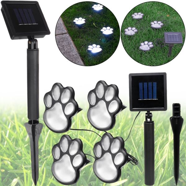 Садові світяться сліди Paw Print Light DL49 автономний вуличний LED світильник в грунт, світлодіодне освітлення для газону на сонячній батареї