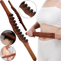 Деревянный массажер для тела Wood Therapy Massage XL-900 ручной акупунктурный валик, скребок Гуаша для снятия боли в мышцах 20 массажных точек 58 см