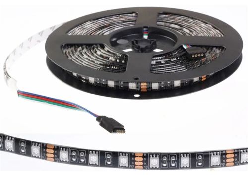 USB Bluetooth світлодіодна стрічка Rope-Lights RGB SMD5050 5 м IP65 з управлінням від телефону різнобарвна з контролером в силіконі Чорна SMD-5050
