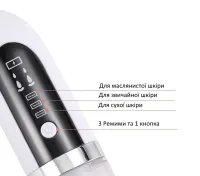 Акумуляторний вакуумний очищувач пір Face Slimmer для вакуумного очищення шкіри обличчя, бездротовий апарат для гидропилинга і пілінгу 6 насадок Білий