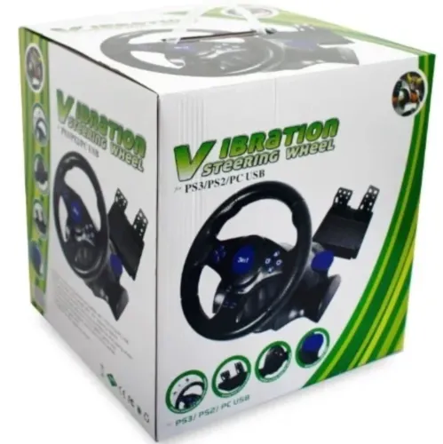Універсальний ігровий кермо Vibration Steering Wheel 3 в 1 з педалями і коробкою передач для PC / PS2 / PS3, мультимедійний спортивний кермо для ПК
