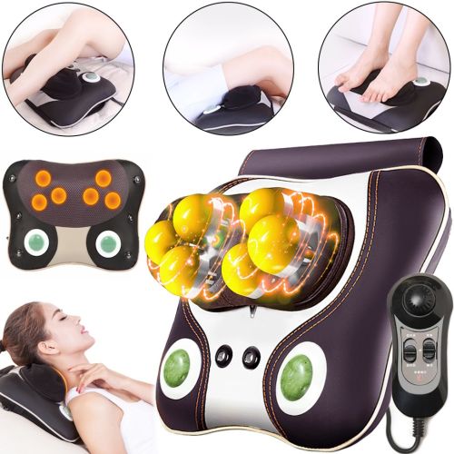 Массажная подушка Massage Pillow HT-8802 роликовый массажер для спины и шеи с подогревом, режимом магнитотерапии и подсветкой 3 режима работы от сети        