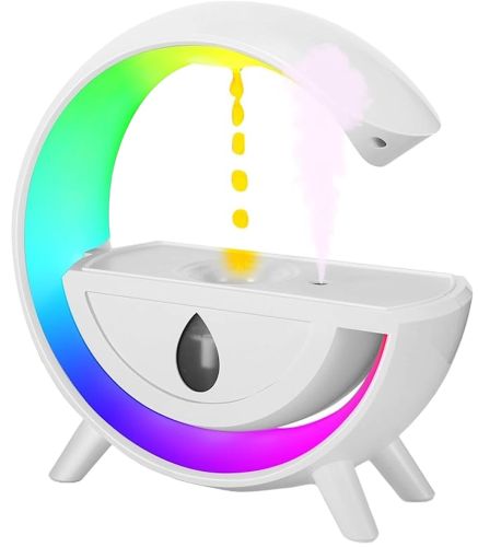 Антигравитационный увлажнитель воздуха ночник Anti-Gravity Humidifier T00K8 с RGB подсветкой, Диффузор 350мл с капельным эффектом от USB Белый