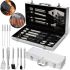 Набір для мангала в кейсі BBQ Tools Set AL-10 10 в 1 43х21х8 см Шашличний комплект з нержавіючої сталі для гриля і барбекю в алюмінієвій валізі