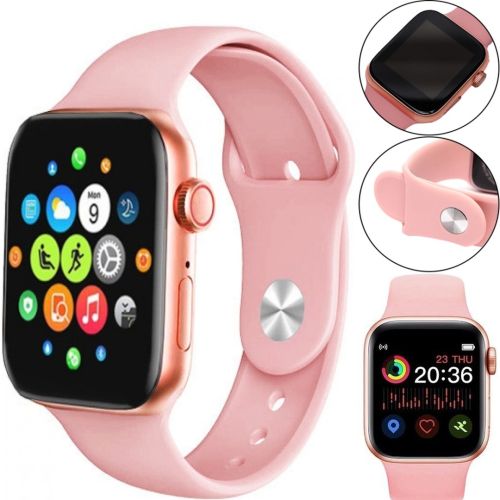 Наручные Смарт часы Smart Watch T500 спортивные с микрофоном тонометром IP67 Aluminium 44mm Умные часы с функцией фитнеса и здоровья Розовые