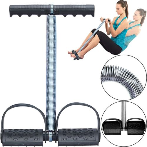 Пружинный эспандер Tummy Trimmer L1013 для мышц рук, живота и спины с креплением для ног, Спортивный тренажер Тами Тример для укрепления тела Черный